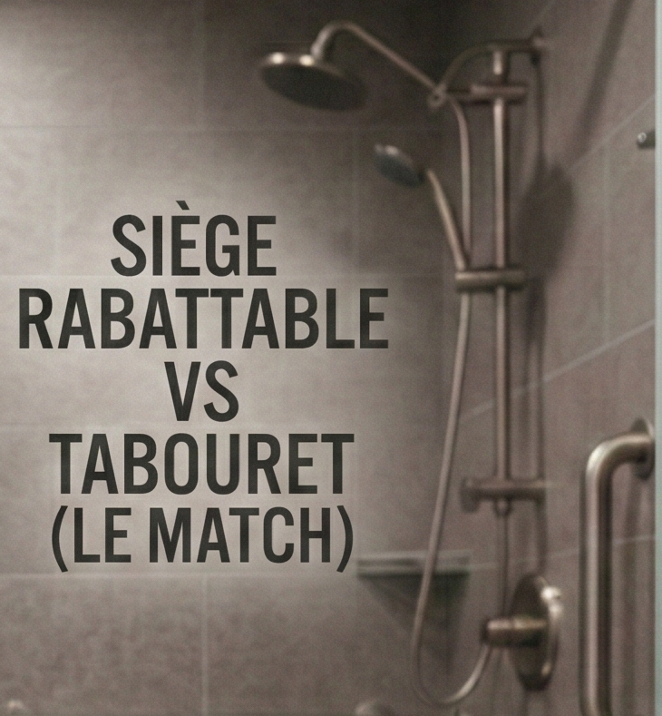 Comparatif siège de douche mural rabattable et tabouret PMR antidérapant pour senior